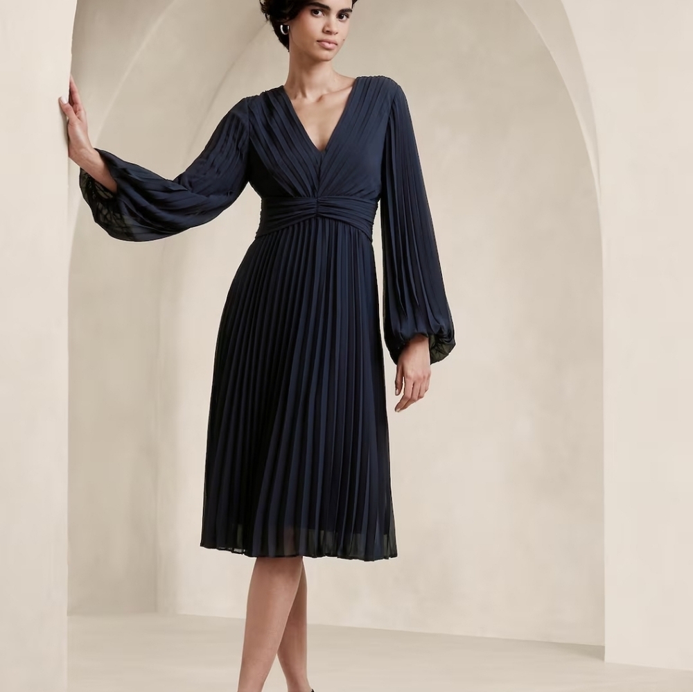Banana Republic Chiffon Pleated Dress